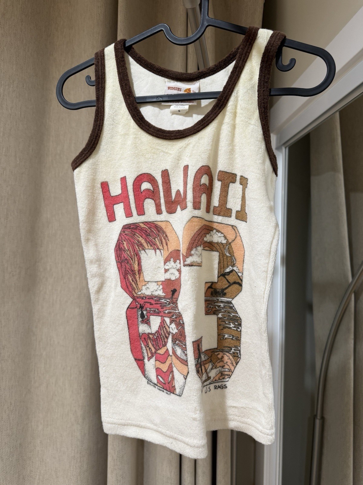 Vintage Hawaii 83 Women’s Terry Cloth Tank Top Size Small Made USA