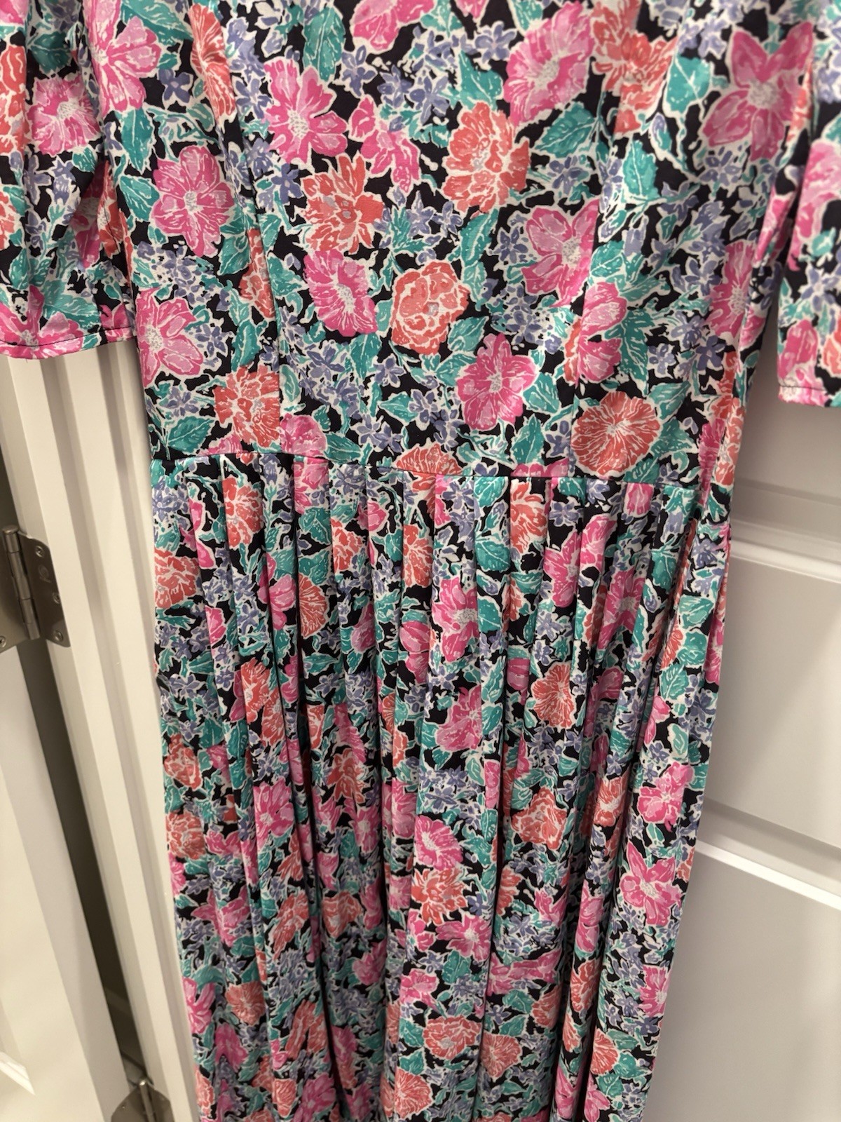 Vintage 80s Laura Ashley Floral Puff Sleeve Romantic Cottagecore Dress Size 12