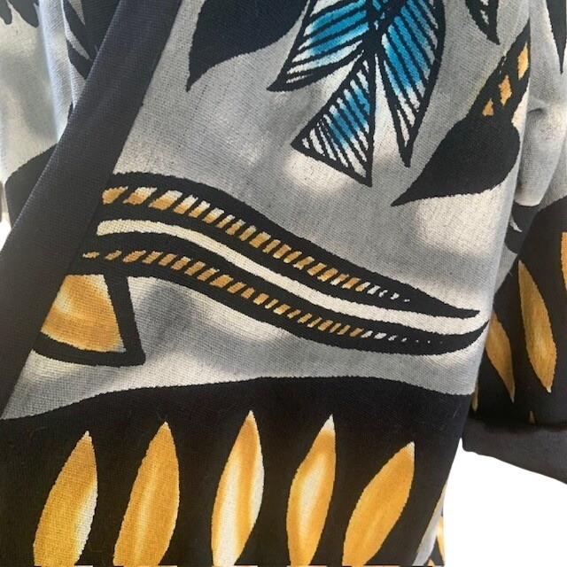 Vintage Oversized Bird Print Open Front Jacket L Coatigan Art to Wear Maximalist