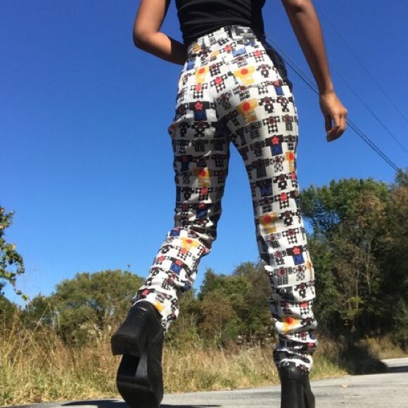 Vintage Versace 90s kimono print pants 27 rare 24&Prime; waist