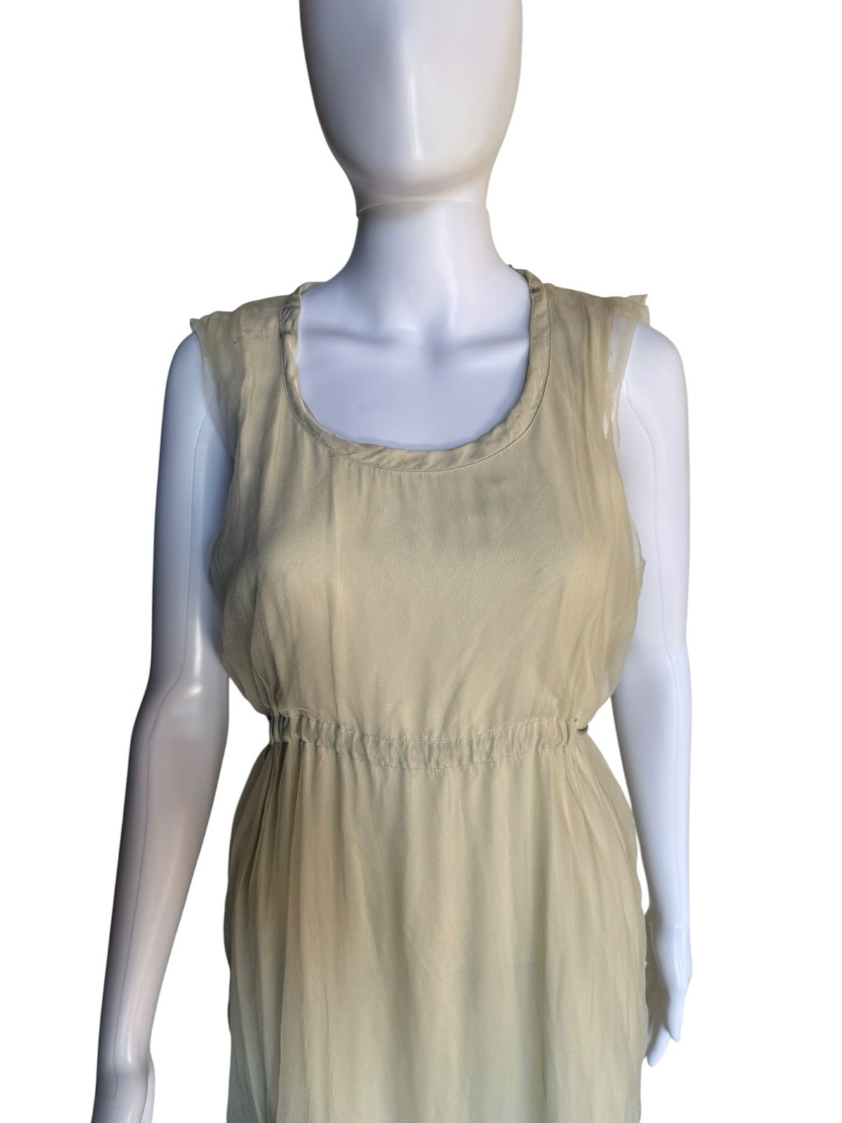 COMME des GARÇONS Ecru Tulle Layered Sleeveless Dress Long Maxi Made in Japan