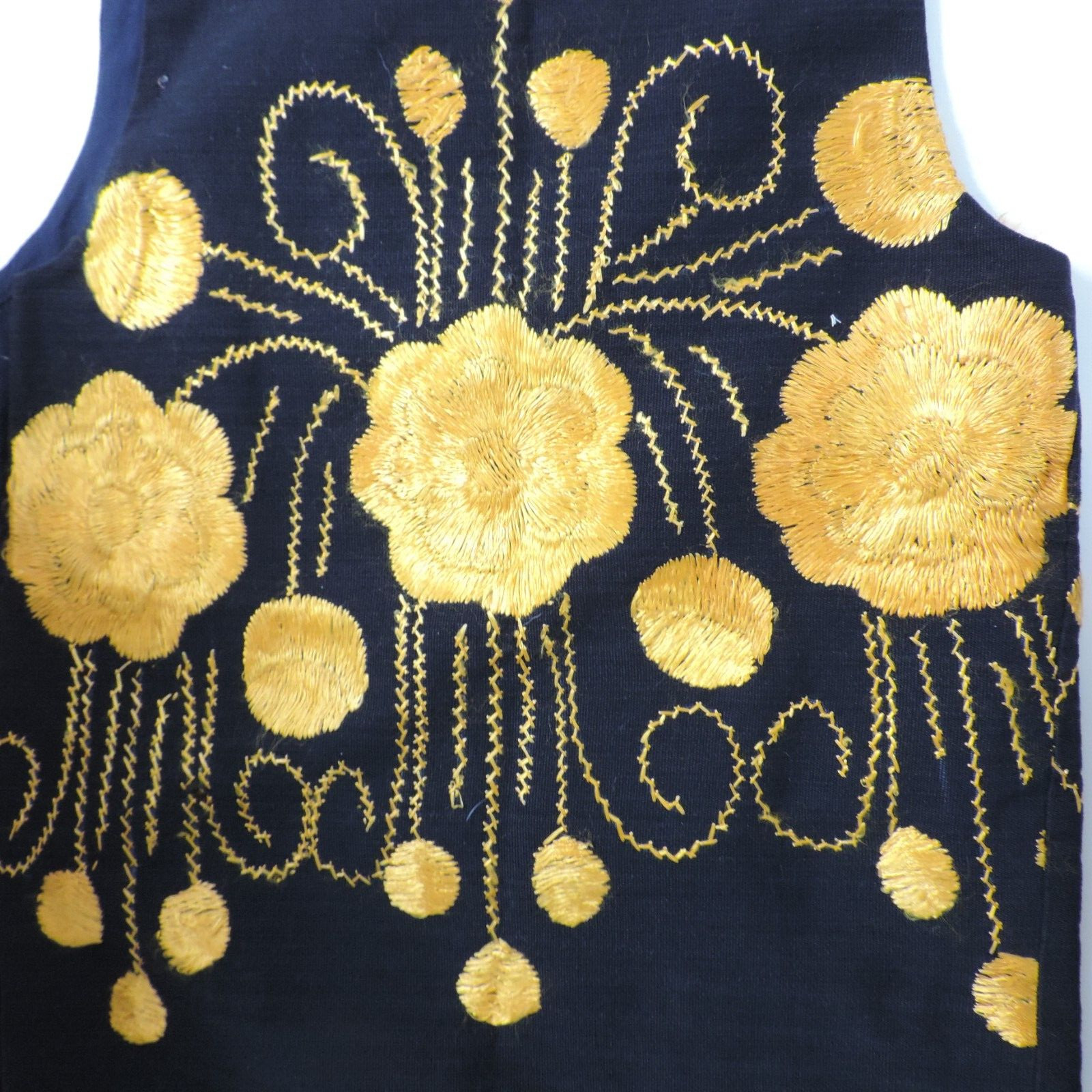 1970s Bertram Boutique Acapulco Embroidered Black/Orange Floral Top B40 W36