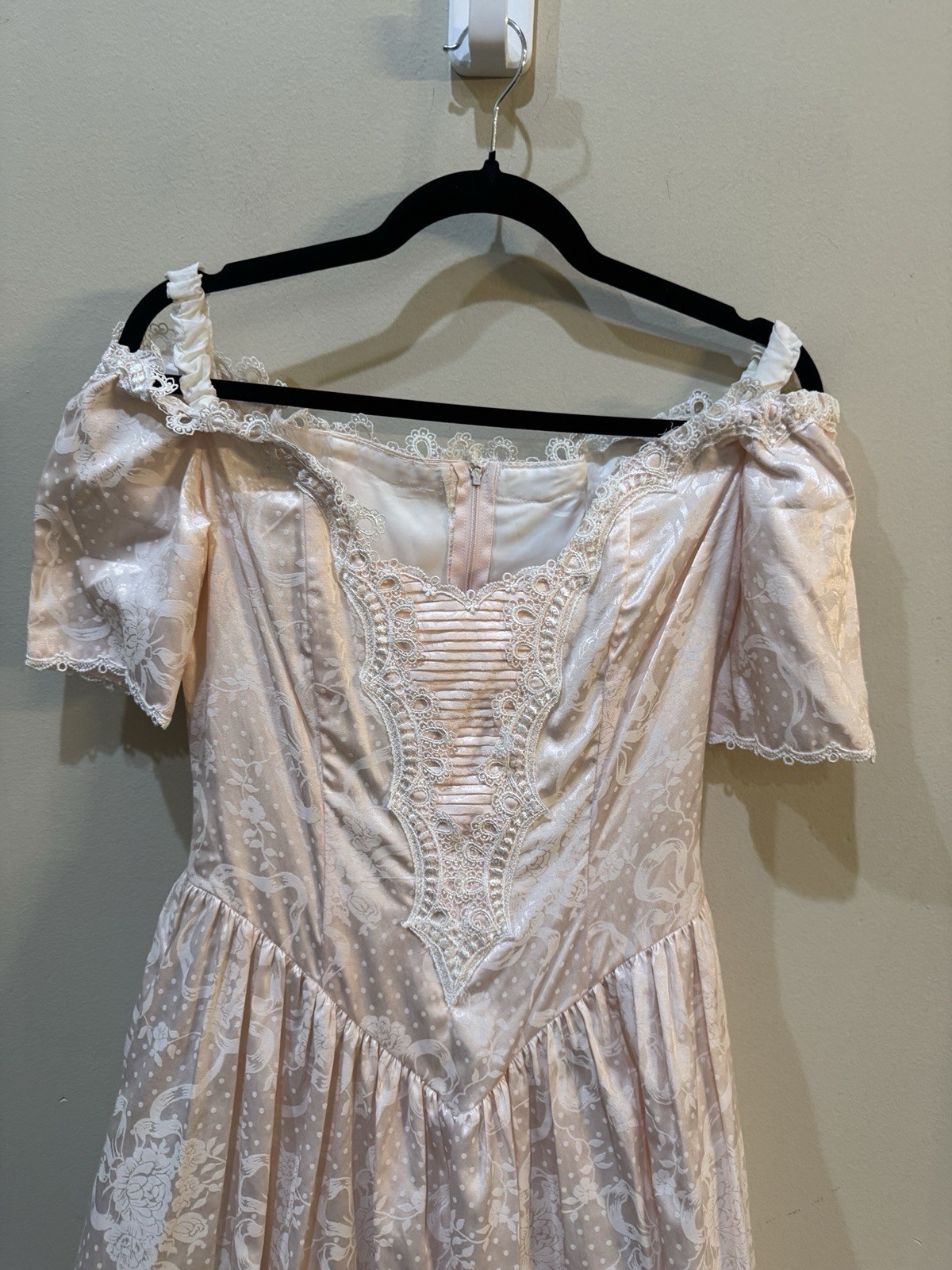 Scott McClintock Romantic Pink Off Shoulder jacquard Dress 80s 90s Size 10