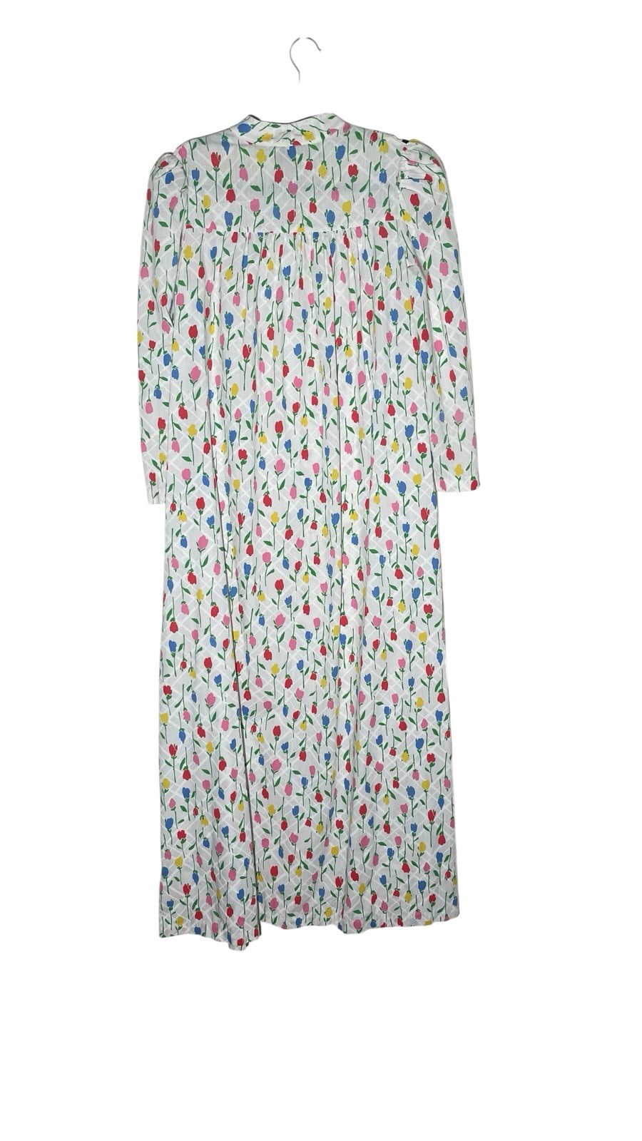 VTG 70s David Brown Saks Fifth Avenue White Floral 1/4 Zip House lounge Dress