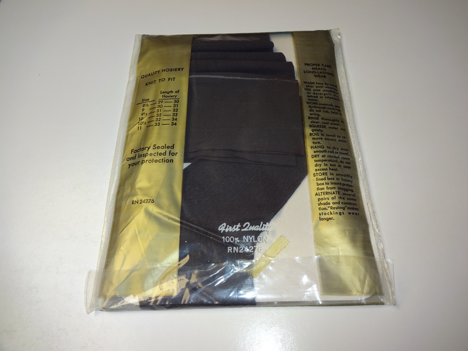 Vintage Vanity Seamless Textured Nylons Size Large Off Black