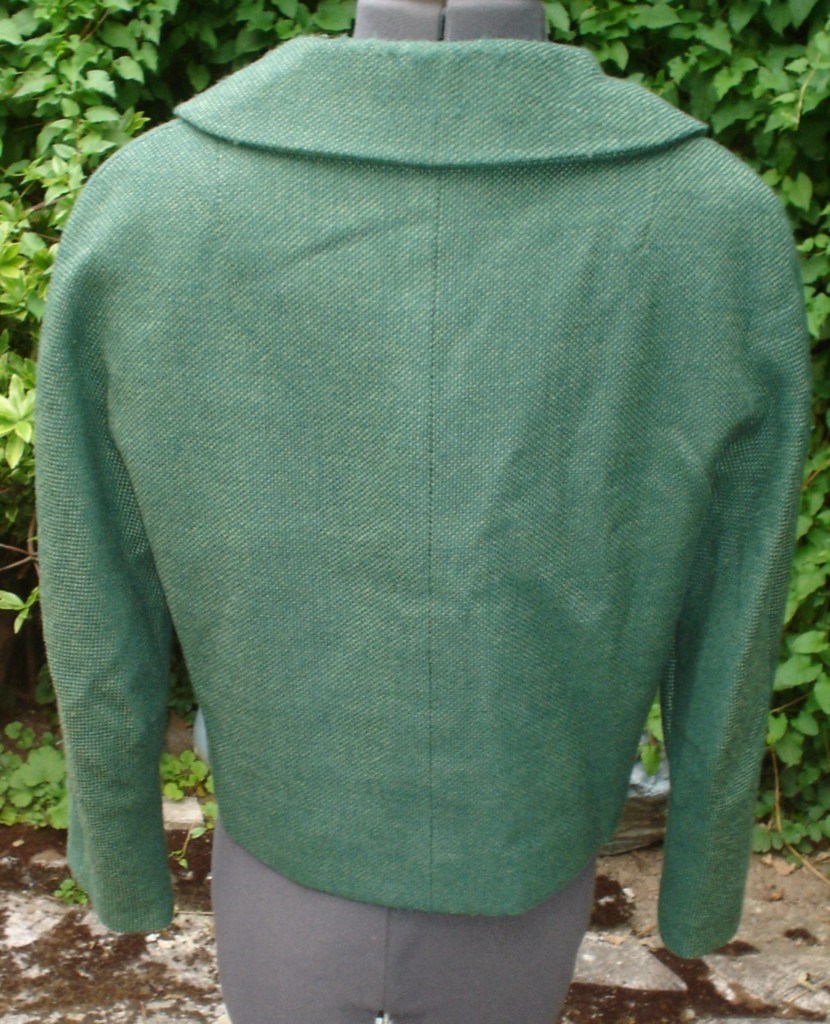 1950&rsquo;s Stefan for Briarbrook Green Tweed Cropped Jacket M Bust 38&Prime;