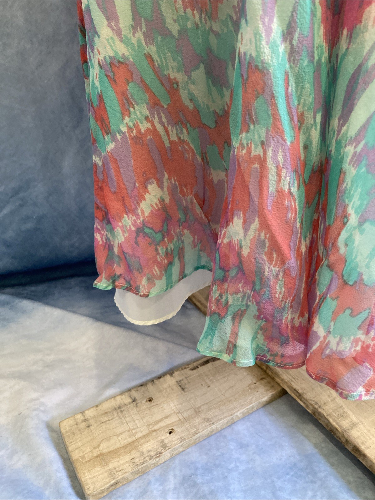 Vintage 80s Anne Crimmins Umi Collections 100% Silk Ikat Skirt Hong Kong Midi 4