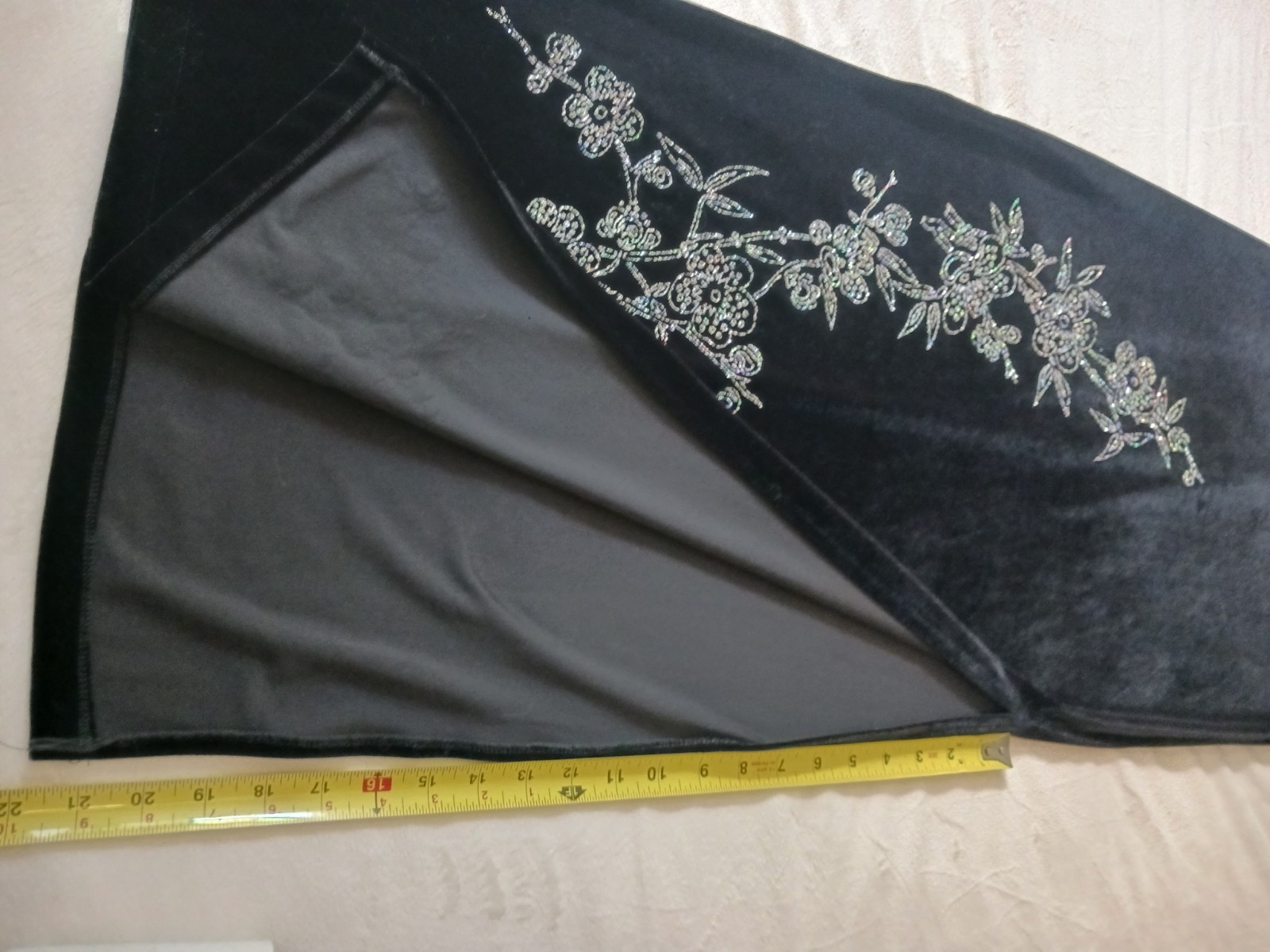 Status Collection VTG 90s Y2K Black Velvet Glitter Evening Gown gathered bust S
