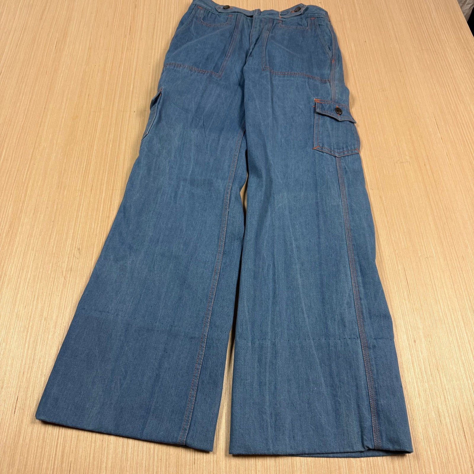 Vintage 70s n&rsquo;est ce pas? Bell Bottom Jeans Hippie size 11/12 Cargo 29.5×29