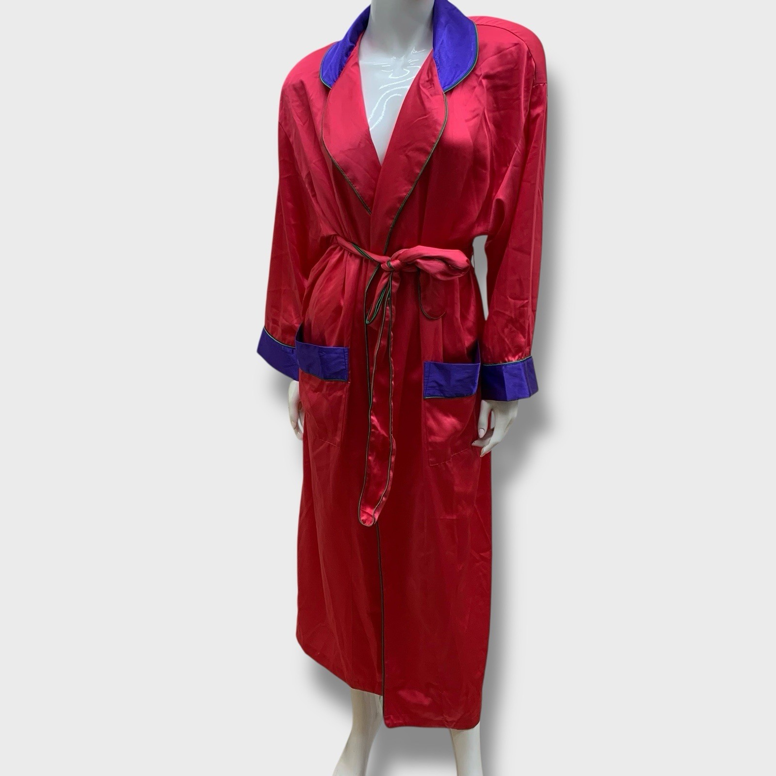 Victoria’s Secret Vintage Gold Label Pink Purple Colorblock Kimono Robe P/S