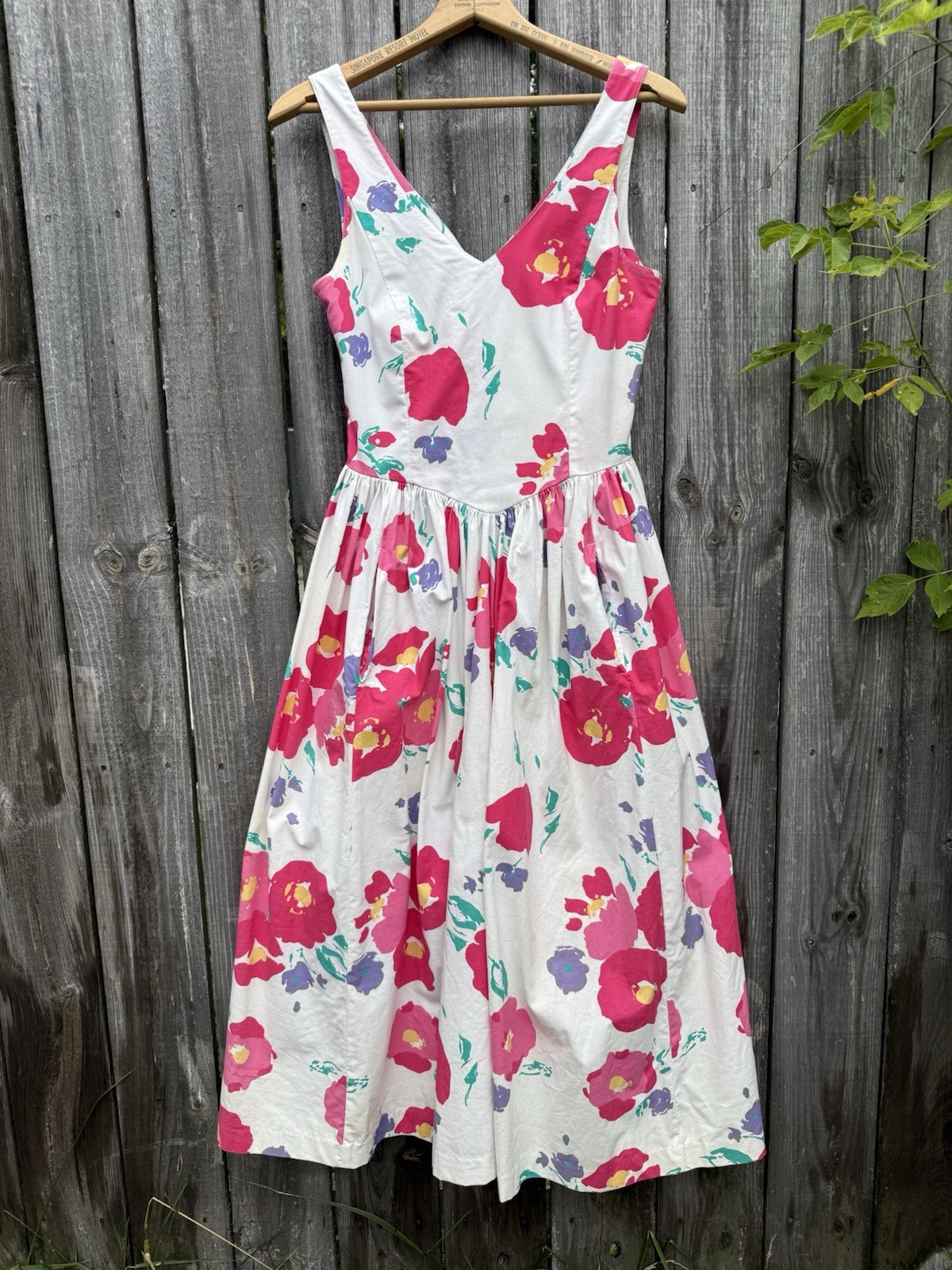 Vintage 1980s-1990s Laura Ashley Floral Cotton Summer Dress With Pockets