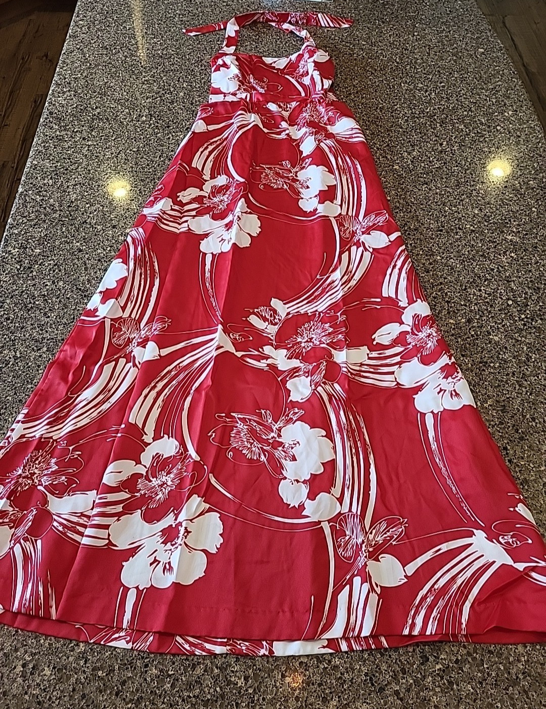Nani of Hawaii Dress Red Hawaiian Floral Honeymoon Set w His shirt Vtg READ!!