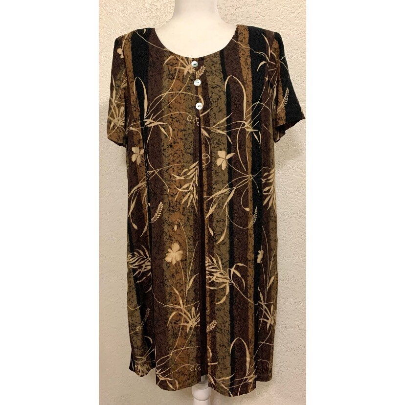 Rabbit Designs Vintage 80s Brown Shirt Shift Dress Women&rsquo;s 10P