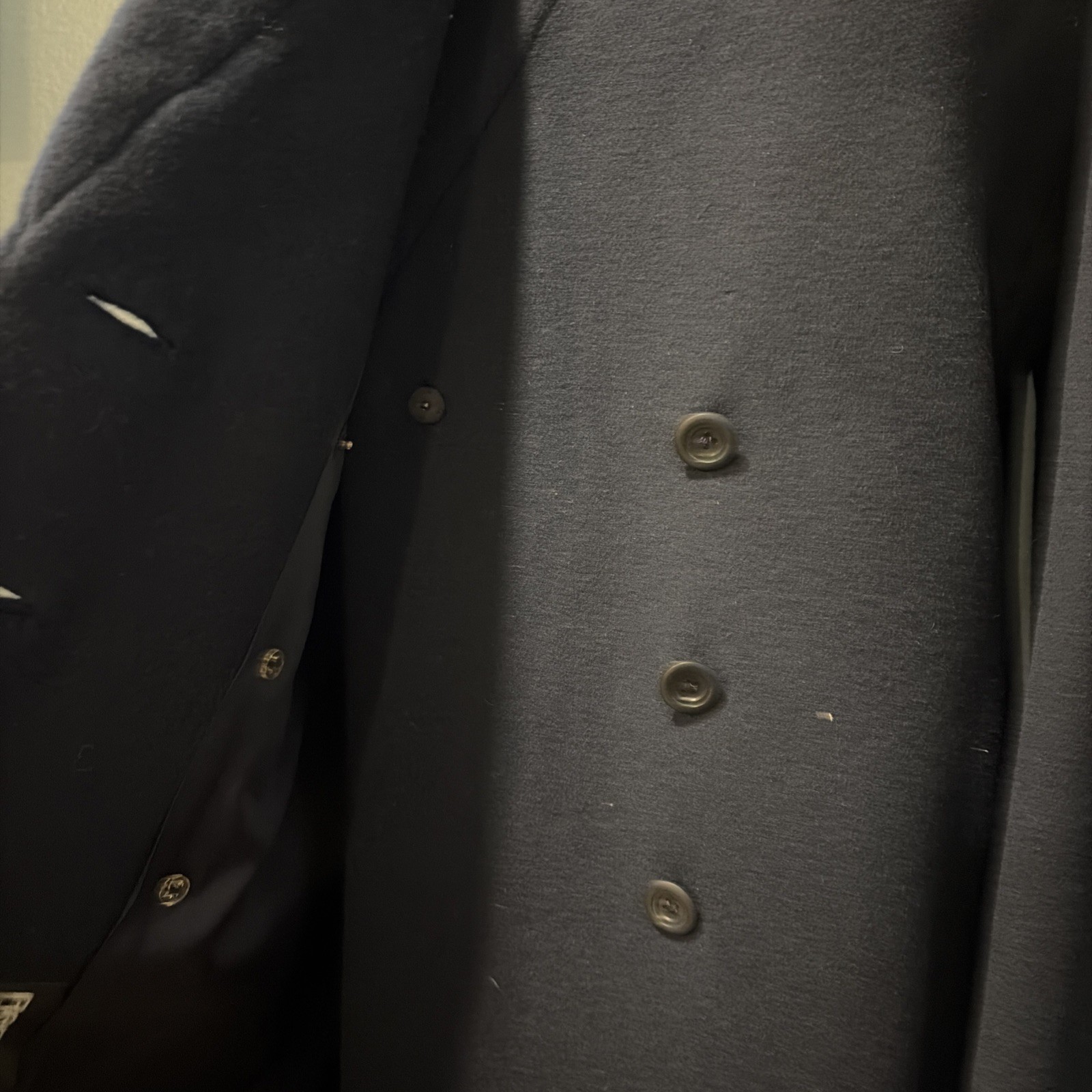 Vtg Reflections NWT 100% Wool Size 12 Navy Long Coat See Description For Measure