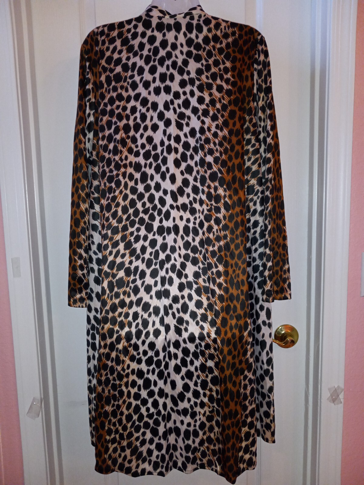 Vintage 70s Ms Chevious Leopard Silky Nylon Muumuu Caftan Nightgown Lingerie L