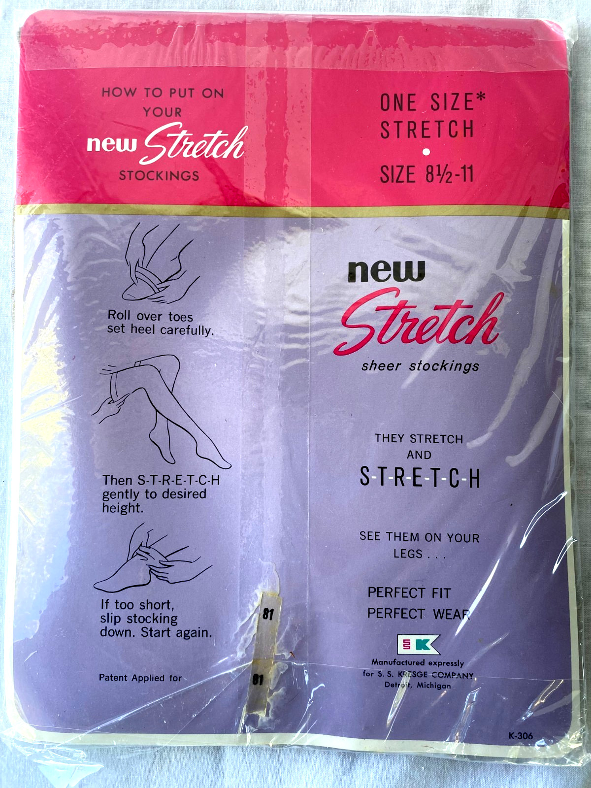 VTG 2PR..STETCH..THIGH HIGH..STOCKINGS (8.5-11..MIST TONE)..NIP