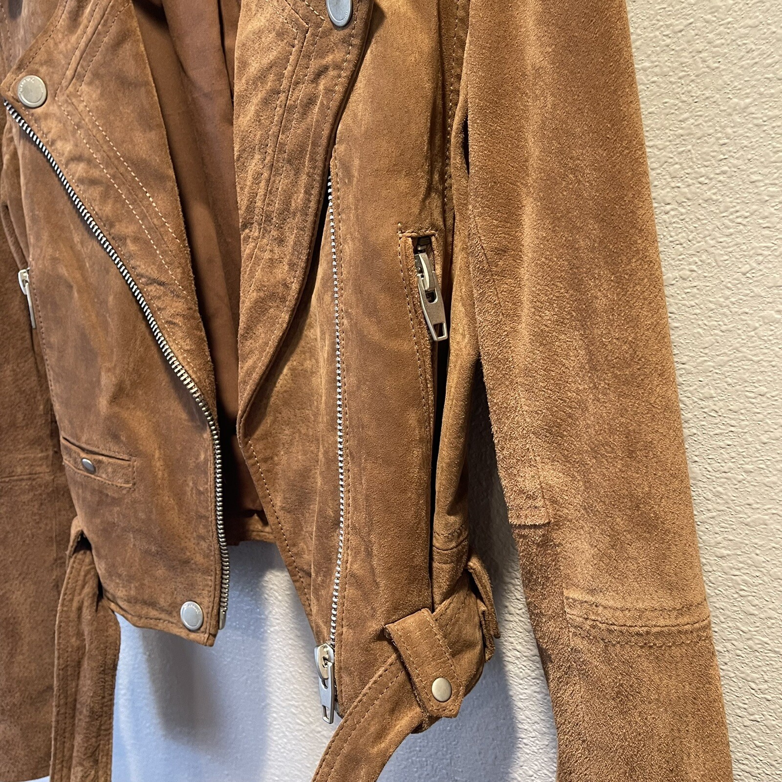 BLANK NYC Coffee Bean Brown Suede Leather Moto Jacket Women’s Size XS