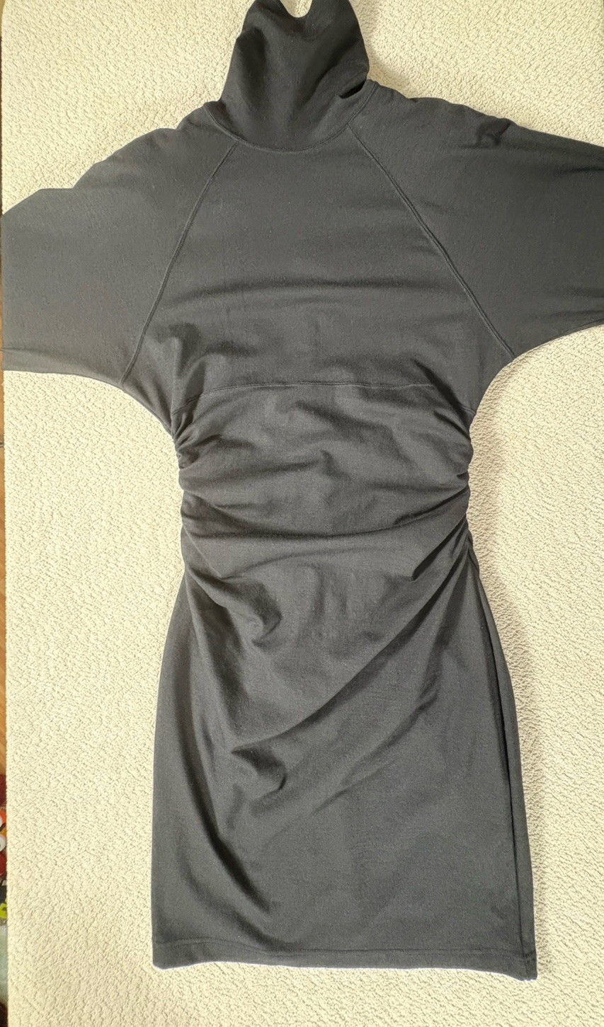 Vtg EMANUEL UNGARO Turtleneck Long Sleeve Black Dress Bodycon Women&rsquo;s Medium