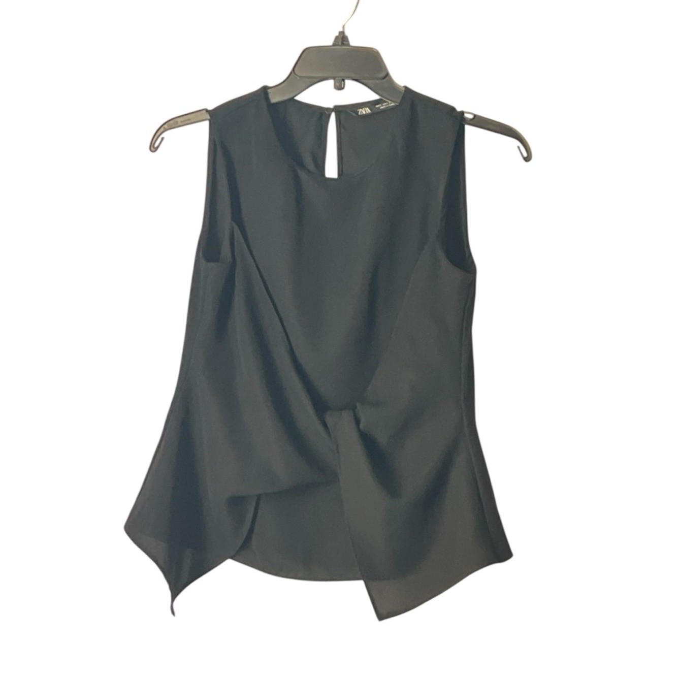 Zara Stylish Black Asymmetrical Sleeveless Camisole, Size S
