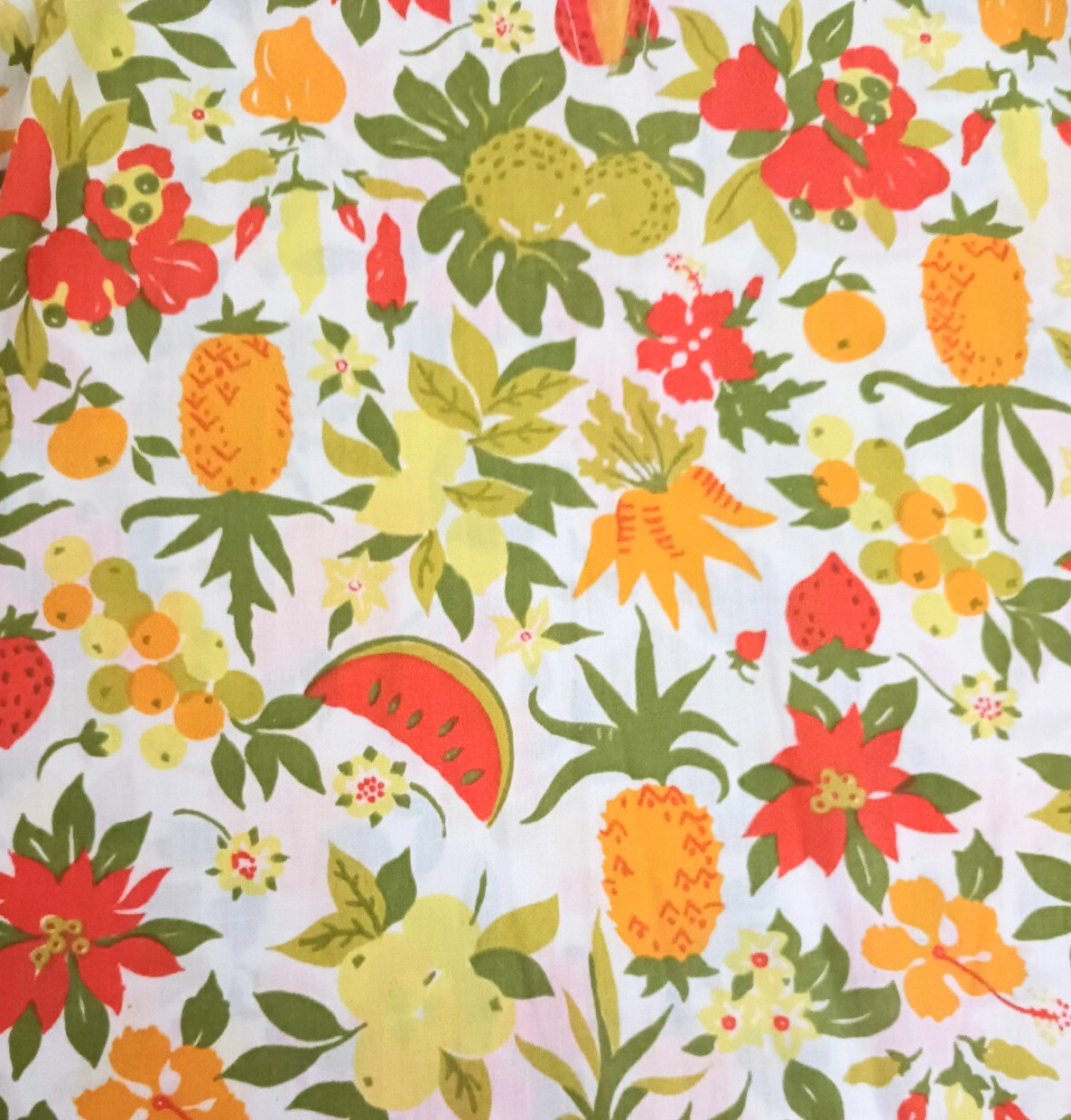 VTG Ruth Clarage Blouse Handprinted Original Fabric Jamaica Tropical Fruit Sz S