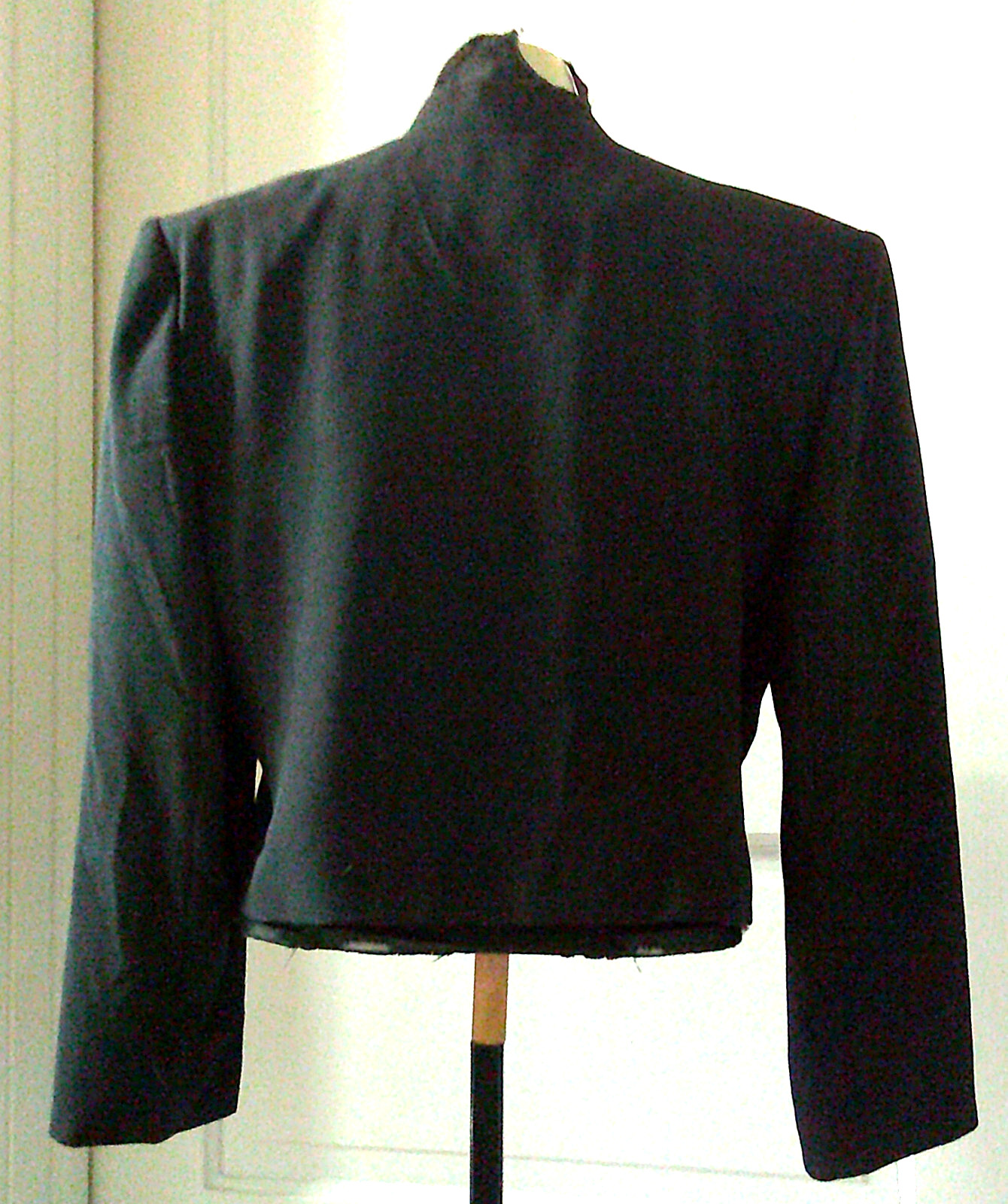 80&rsquo;s HENRY LEE PETITES Black Abstract Beaded Open Front Suit Jacket Blazer 12P