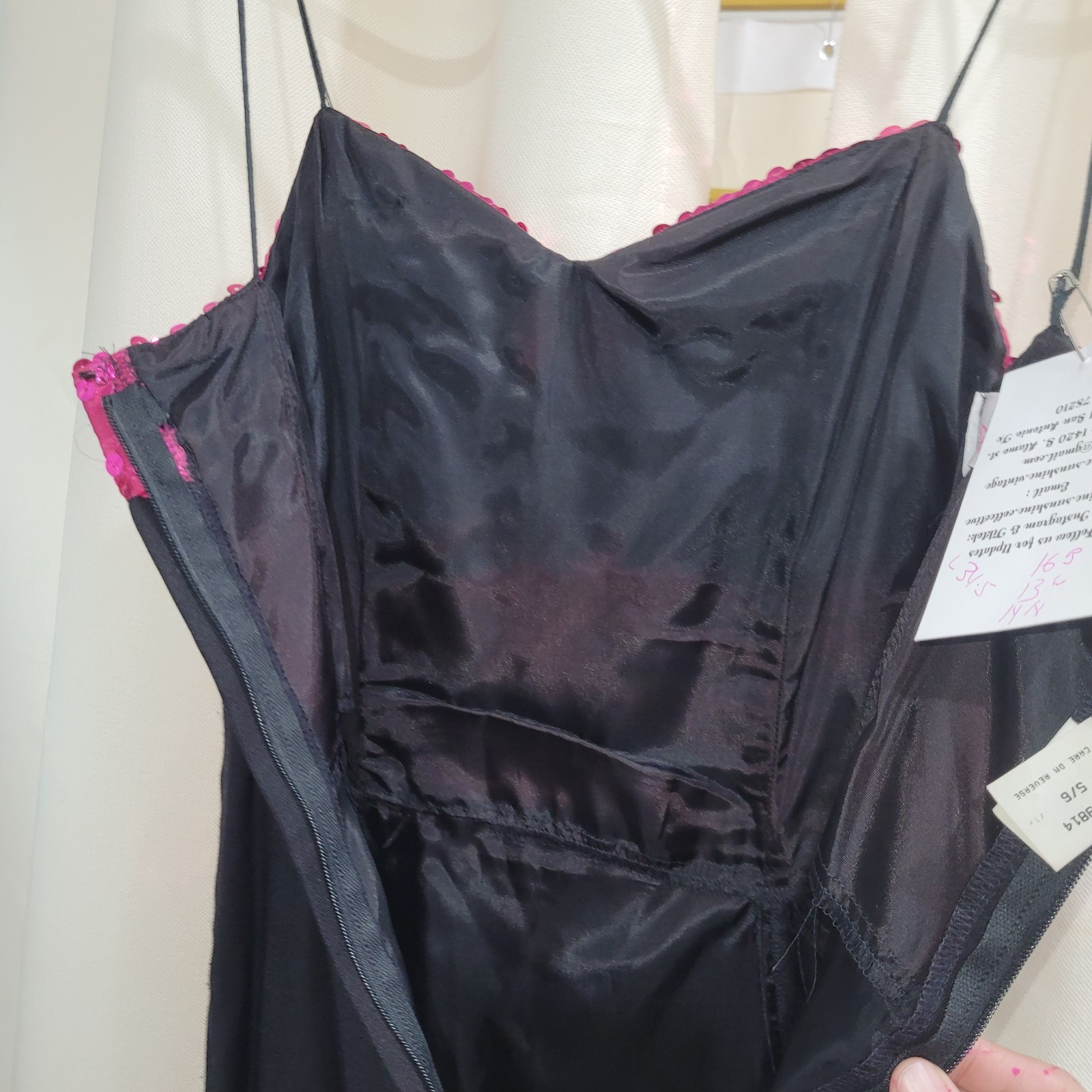 1980&rsquo;s Nadine Black & Pink Sequined SWEETHEART MINI DRESS