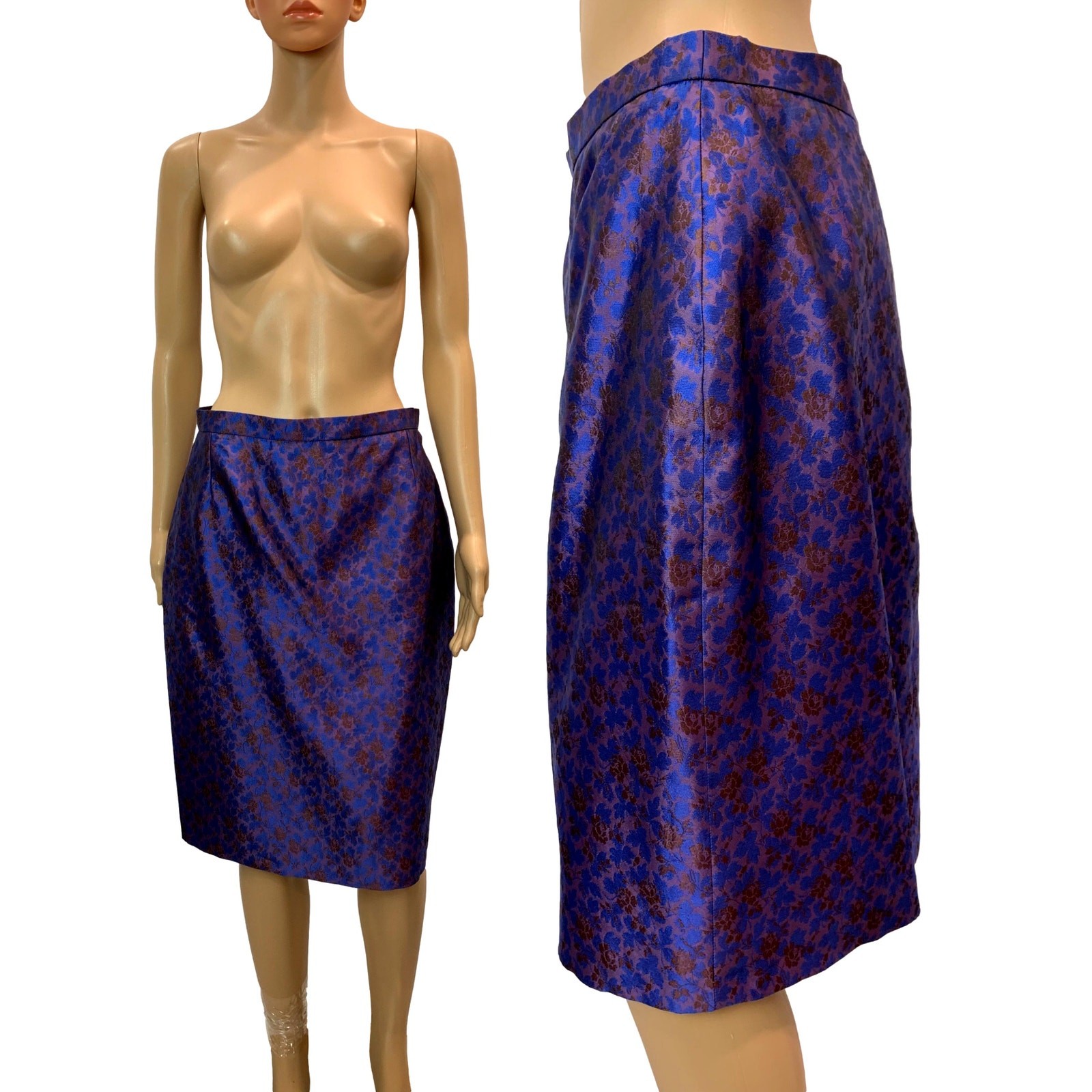 Vintage Christian Lacroix Silk Jacquard Pencil Skirt France FR 44