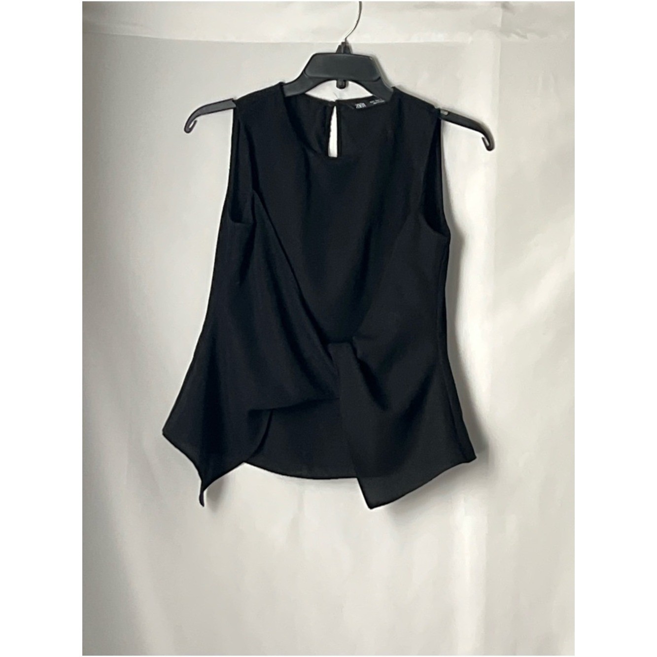 Zara Stylish Black Asymmetrical Sleeveless Camisole, Size S