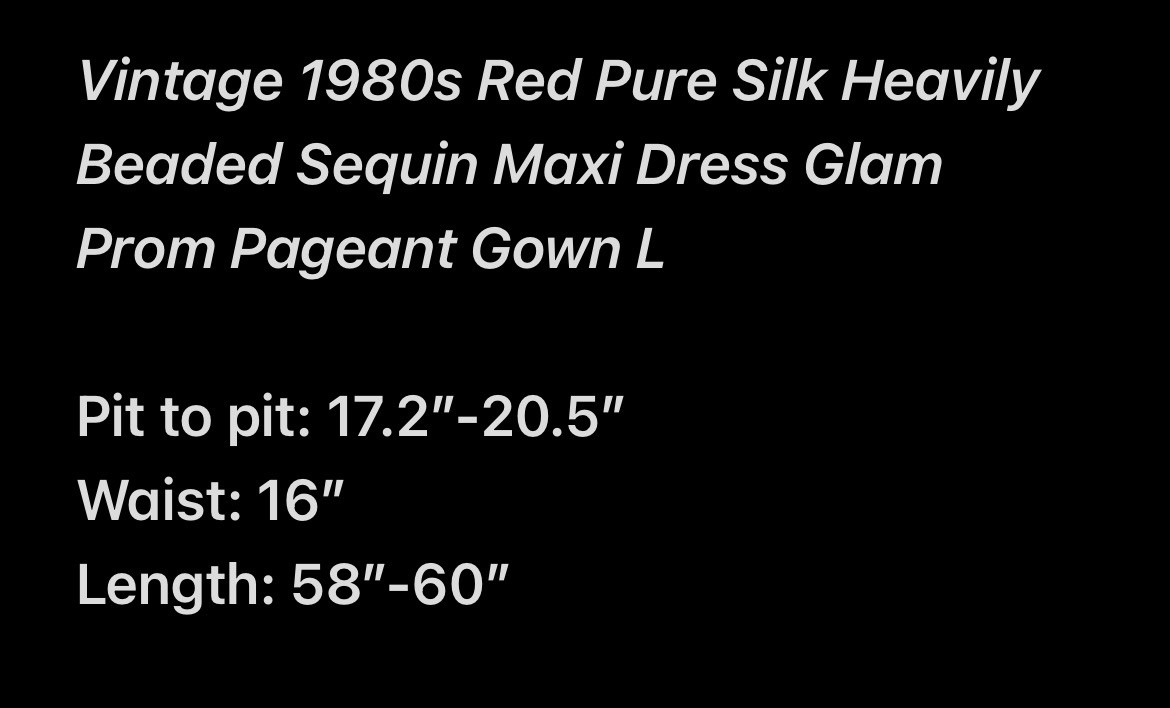 Vintage RARE 1980s Silk Heavily Beaded Sequin Dress Prom Pageant Gown Sz L