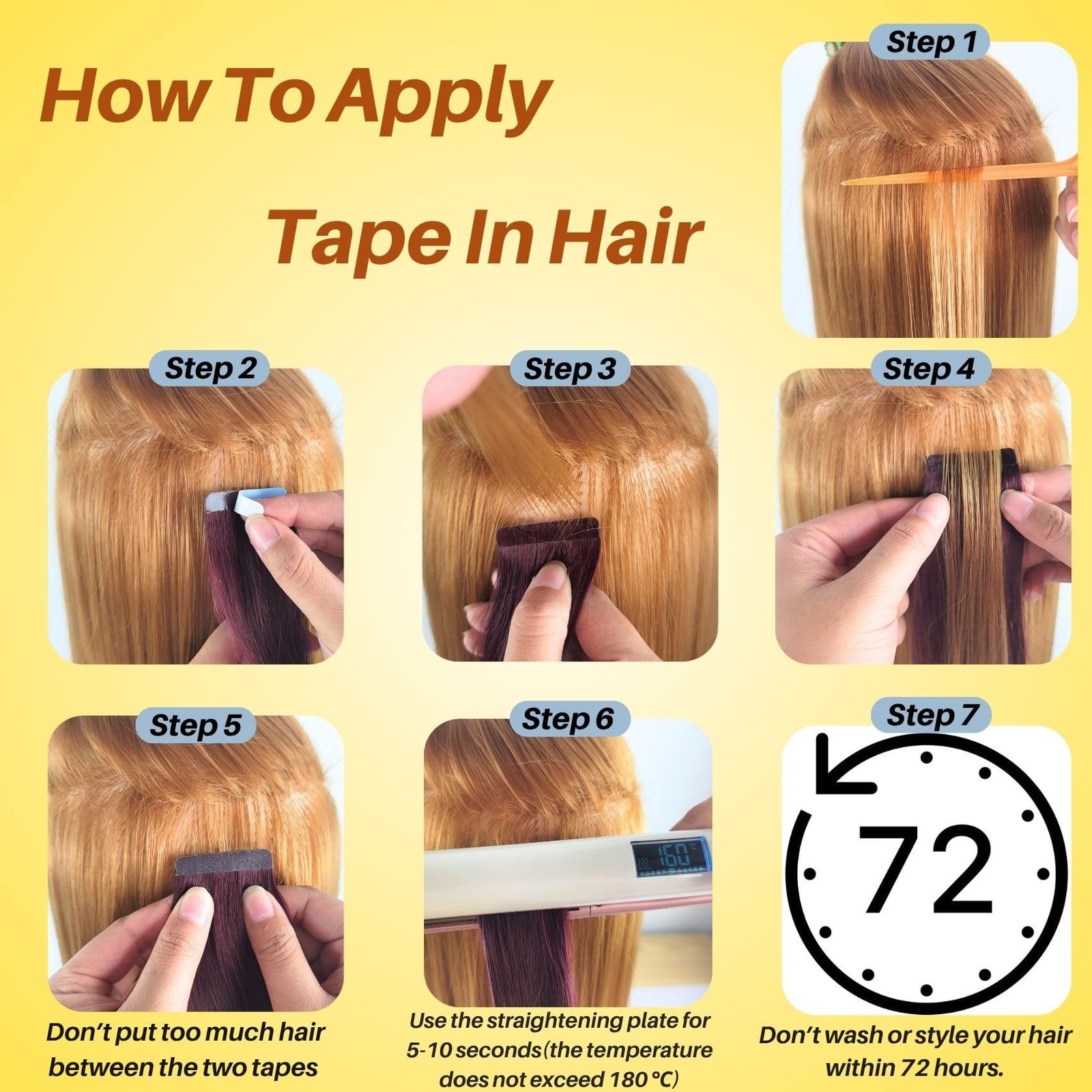 Burgundy 24 Inch Human Hair Extensions Tape-in Straight Remy Hair 20Pcs 50G Cosp