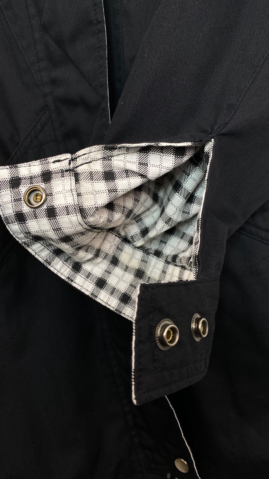 Vintage 1980s black jacket M white plaid NY GIRL shoulder pads cotton blend
