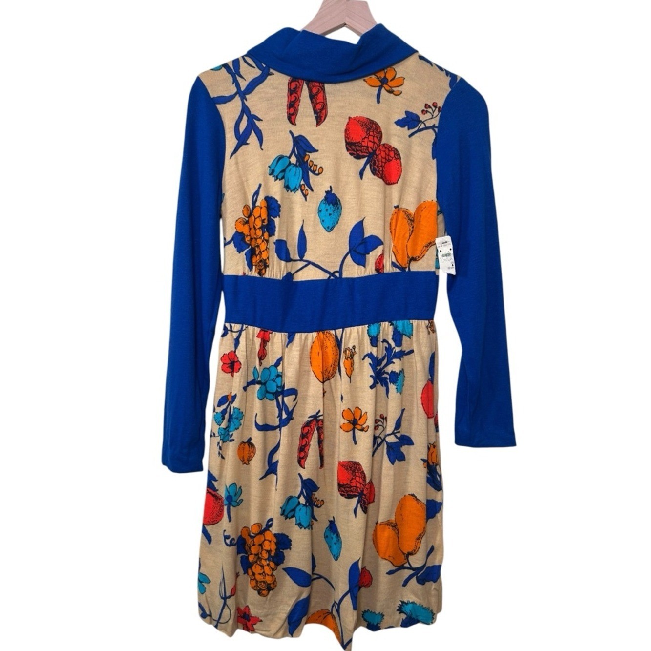 VTG 70s Sears JR Bazaar Dress Fruit Print Juniors 11 Talon Zip Union Made NWT