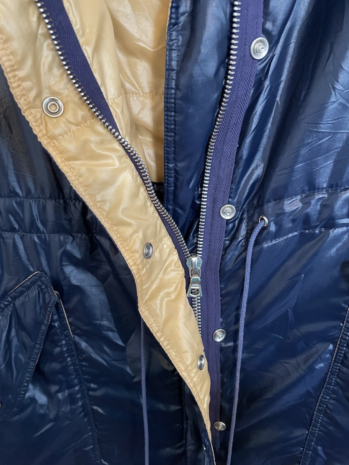 COURREGES c.1970&rsquo;s Hyperbole Paris Navy Blue Drawstring Windbreaker Raincoat