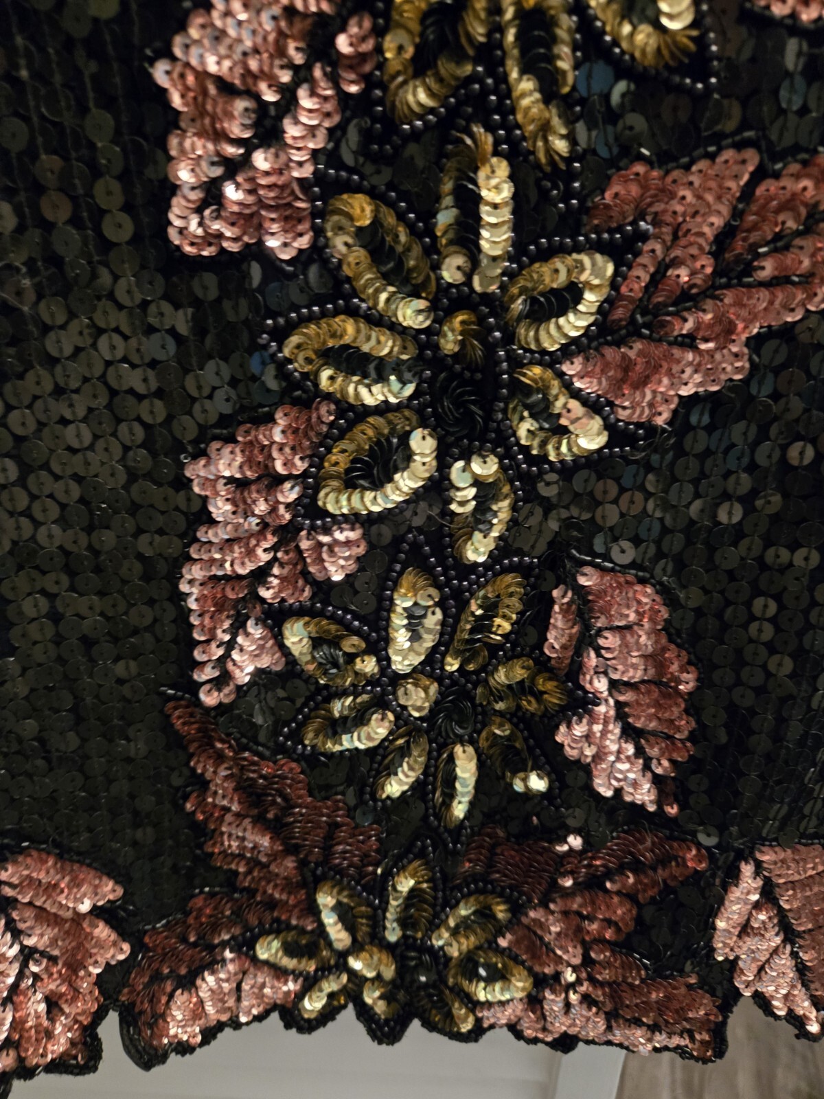 Vintage Stenay Black Sequin and Beaded Top Small Party Blouse