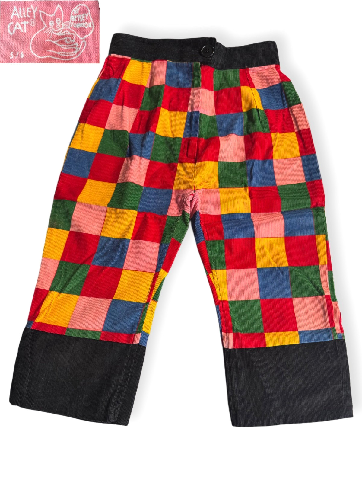 VINTAGE ALLEY CAT BY BETSEY JOHNSON CAPRIS CORDUROY RAINBOW PATCHWORK SIZE 5/6