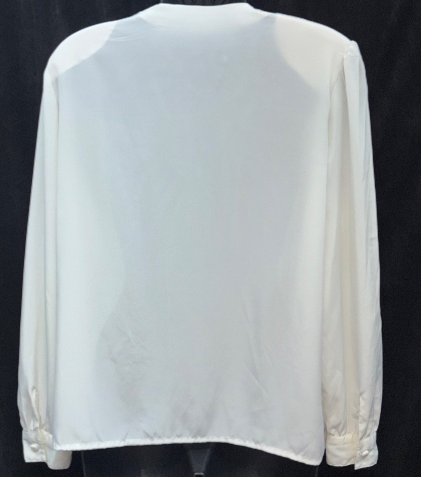VTG David Matthew Women Size 12P Button Up Long Sleeve Lace Collar Blouse Cream