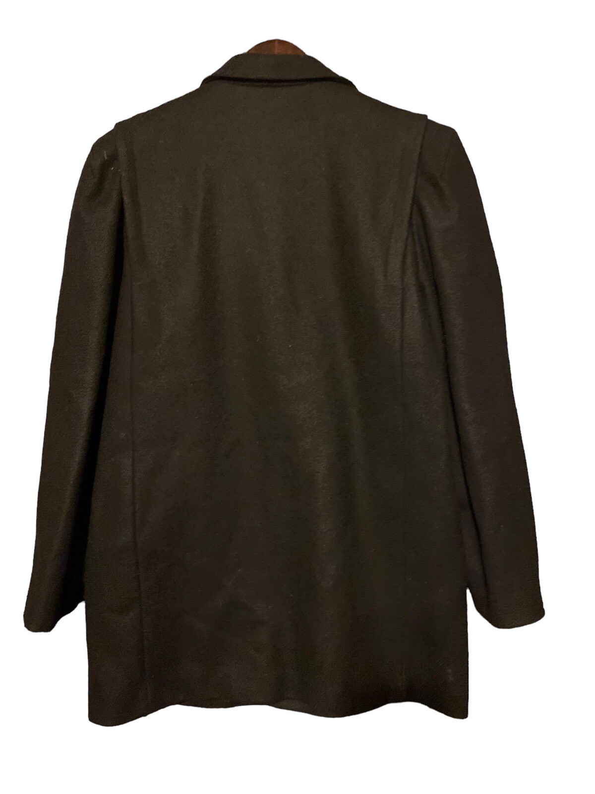 Solid Wool Coat New York Girl Black With Red Lining USA Union Made Vintage Sz 8