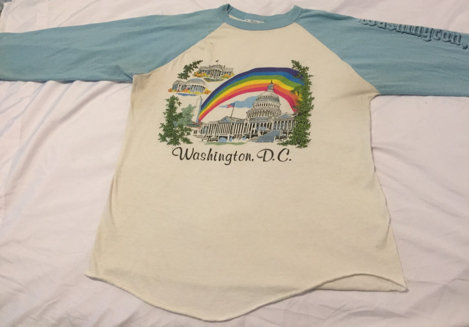 Vintage 80s Ringer T Shirt XL Washington DC White House XL HARBOR LIGHT