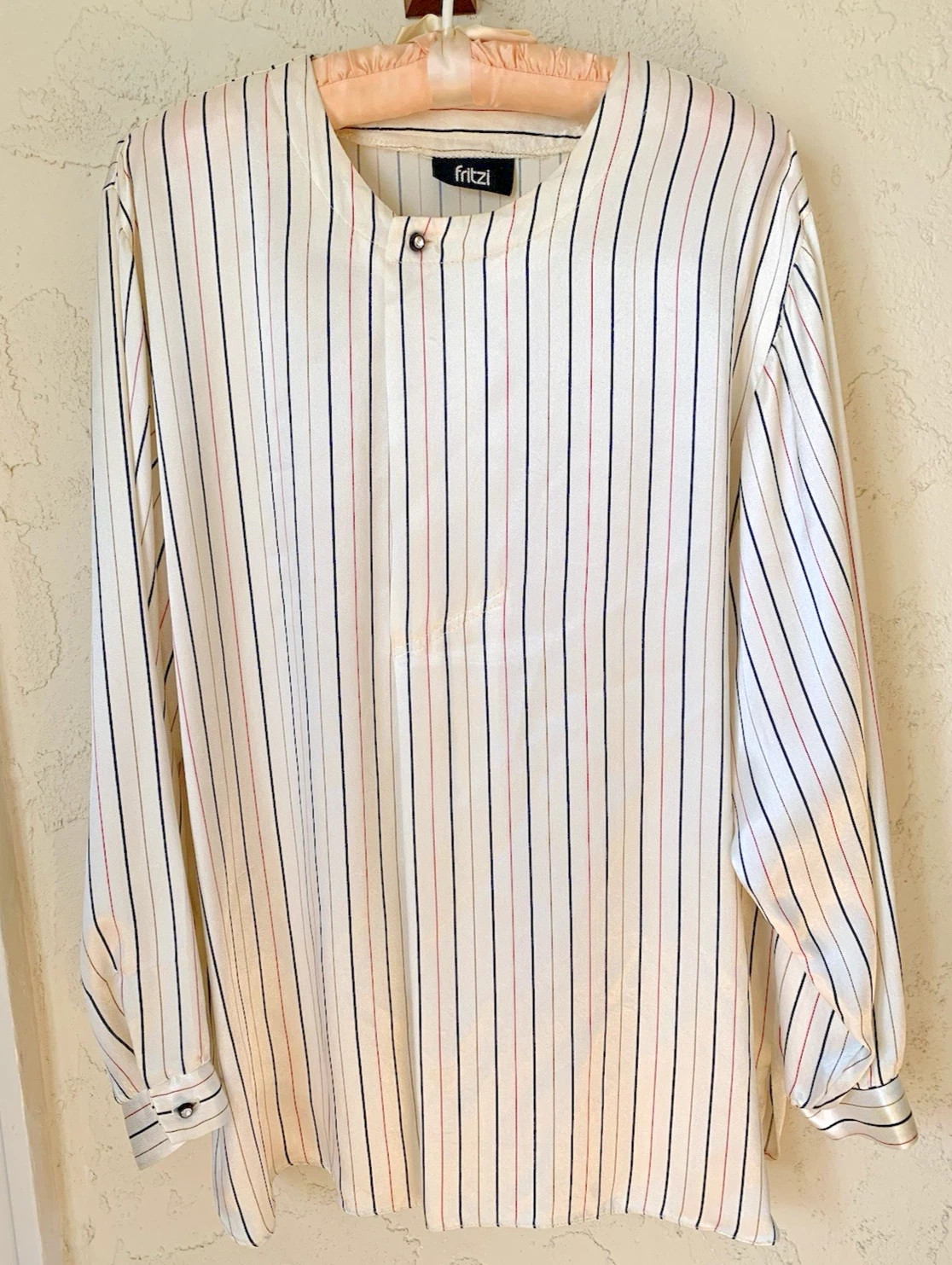 Vintage Fritzi 80s Mod Striped Shirt Blouse Retro Business Casual (Approx. XL)