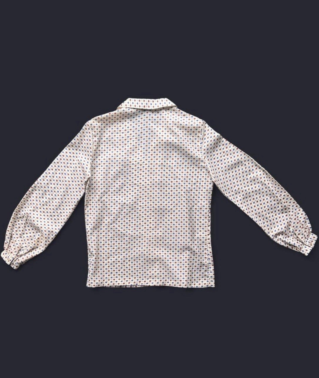 Vintage Sears 1970’s 80’s polyester button up shirt Size 10 pit to pit 19”