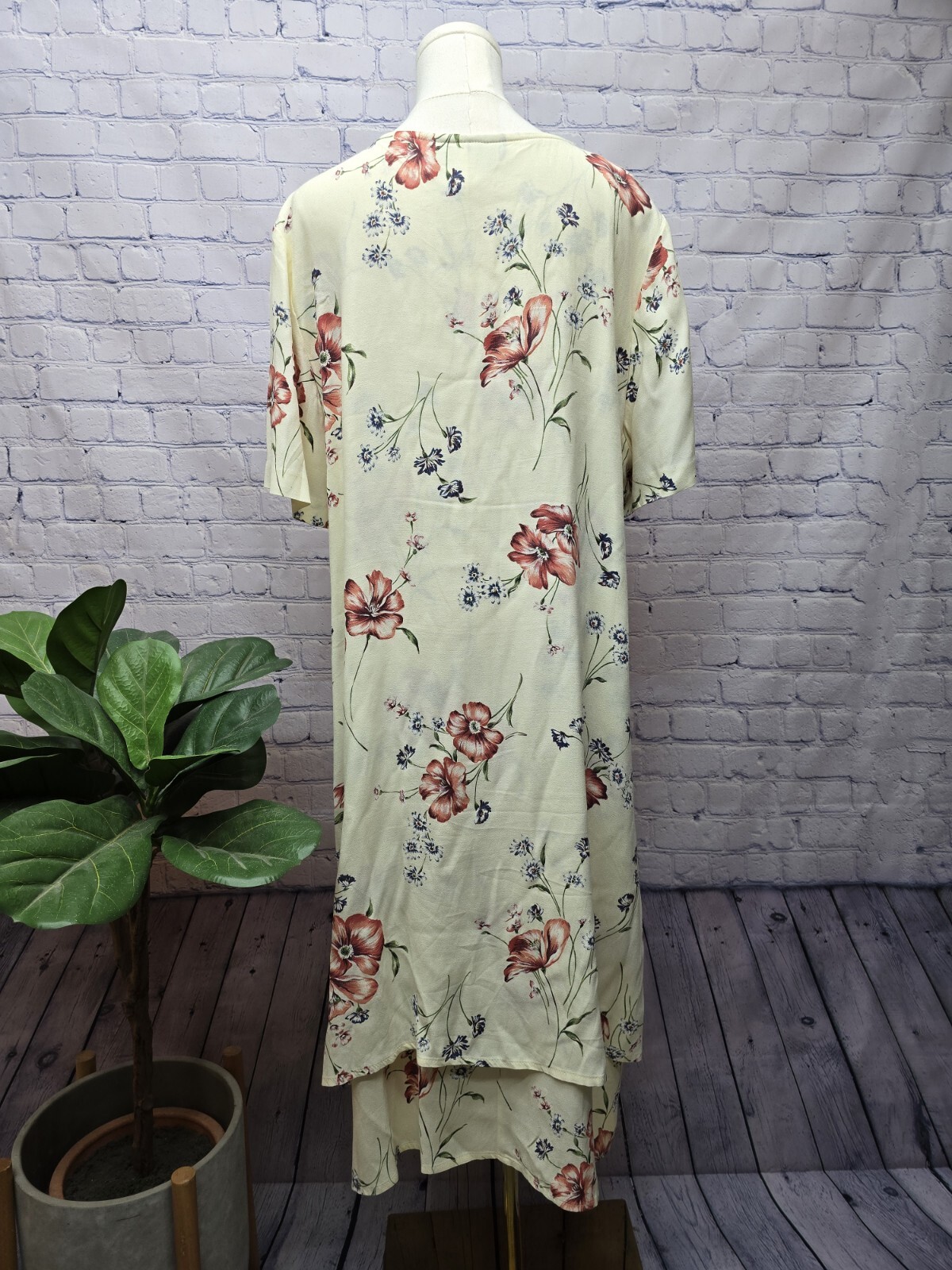 90s Another Thyme Floral Overlay Short Sleeve Dress – Size 18