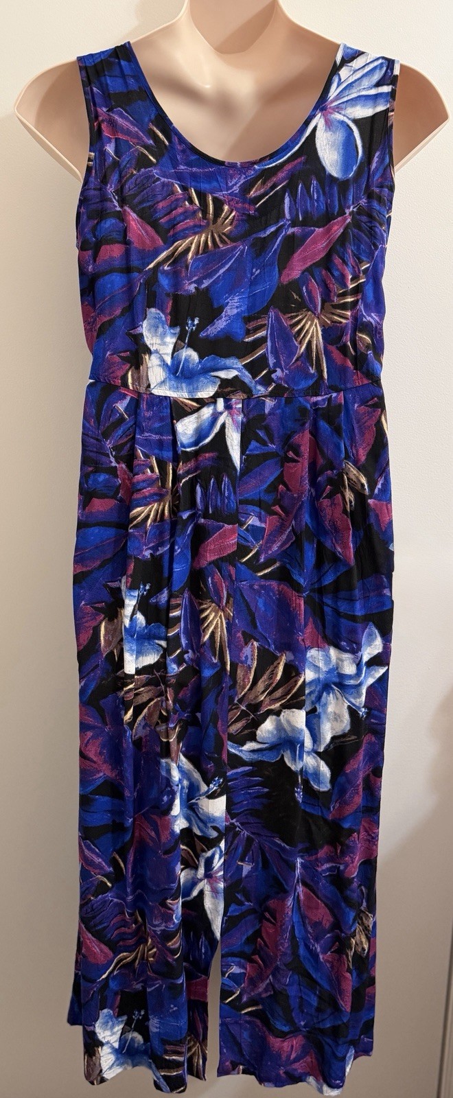 JAMS WORLD VINTAGE WOMENS BLUHARI FLORAL DRESS LARGE L HAWAIIAN RESORT CRUISE
