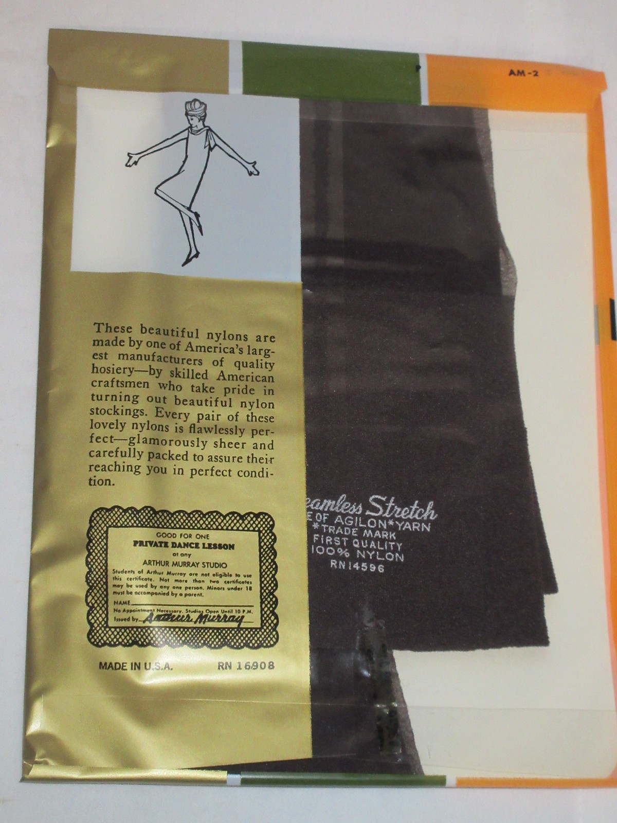 Vintage Arthur Murray Off Black Seamless Nylon Stockings 60s Off black Tall LOT