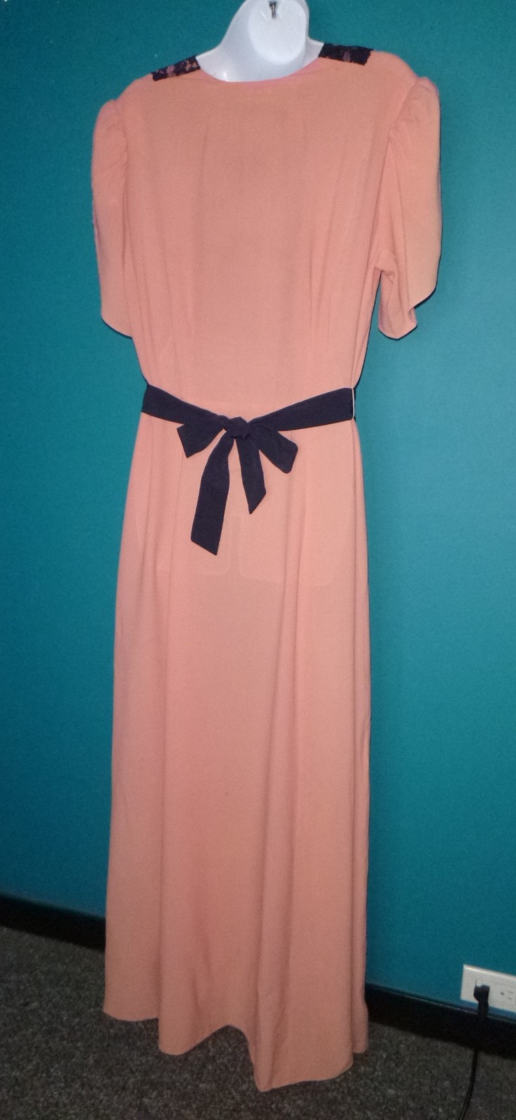 Vtg 1940s Andora New York Peach Rayon Evening Gown VOLUP Sz XL **TLC**