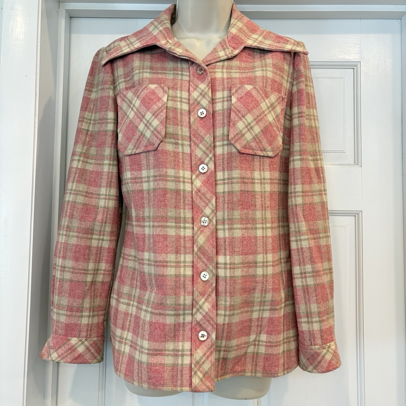 Plaid Suit Jacket Pants Pink WOOL Sz 10 and Sz 8 Vintage Retro 70&rsquo;s The Villager