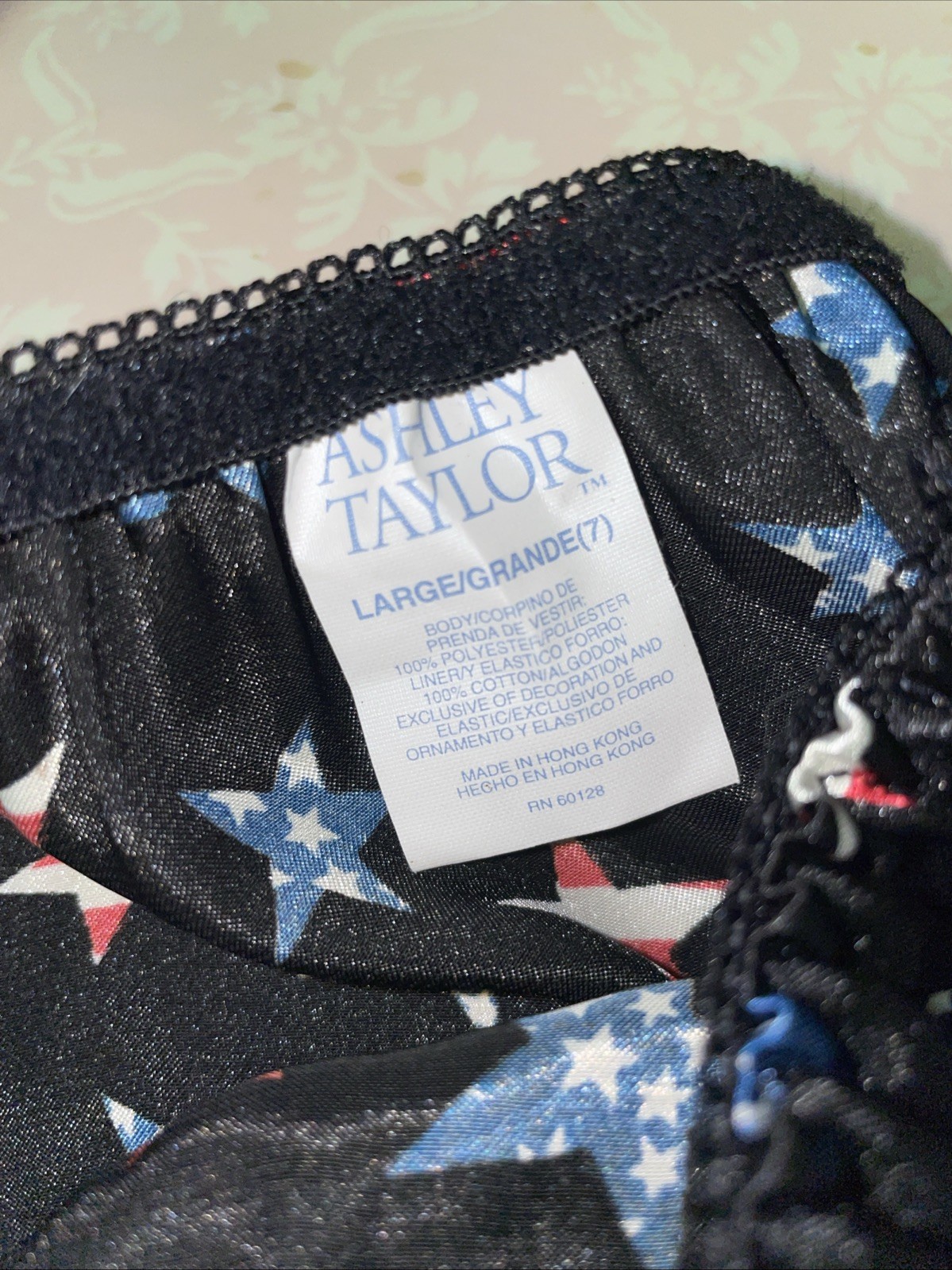Vintage Satin String Bikini Panties/Bows Classic True VTG Silky L/7 USA STARS