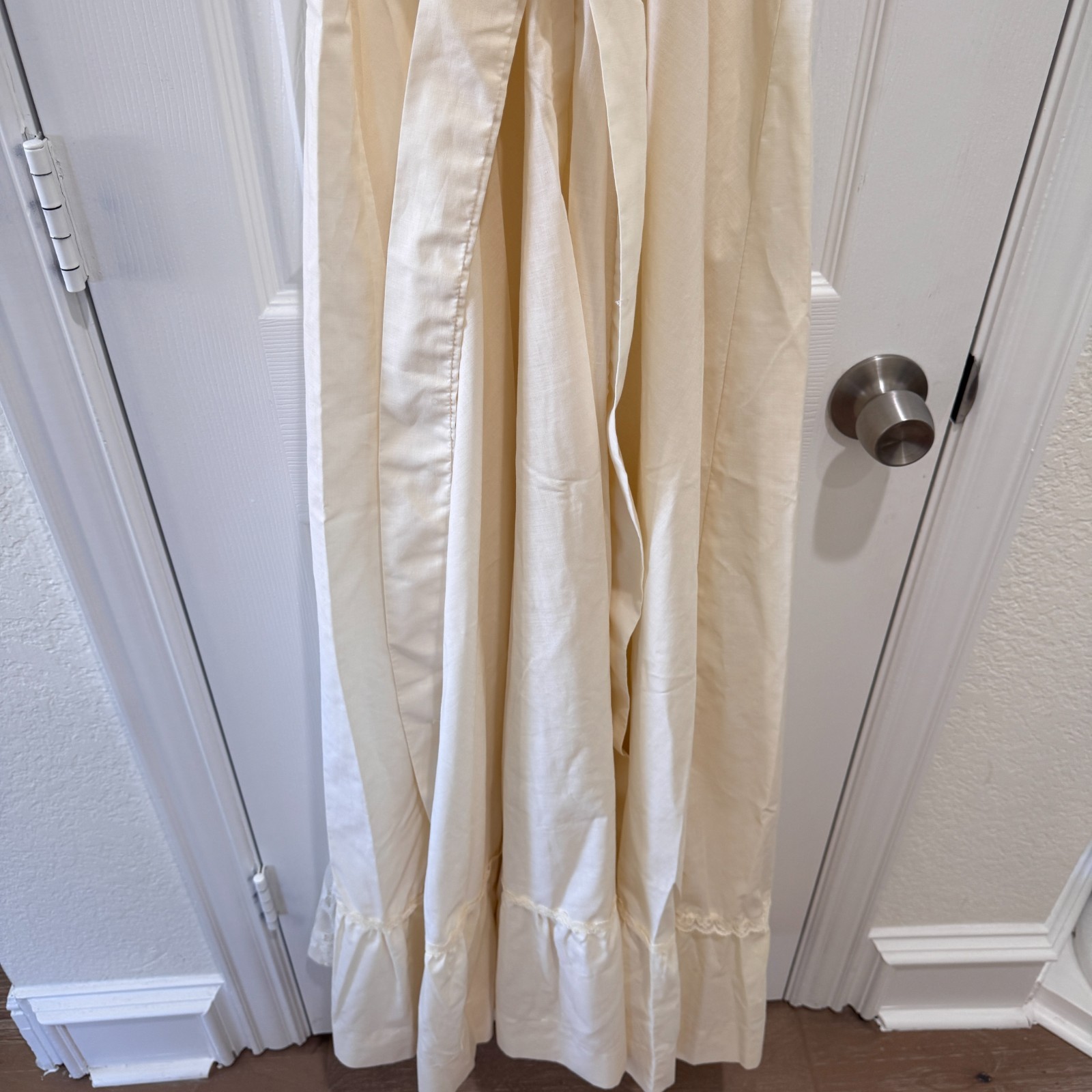 Vintage 70s Ivory Cream Lace Prairie Maxi Dress Size 11 Cottagecore Wedding Boho