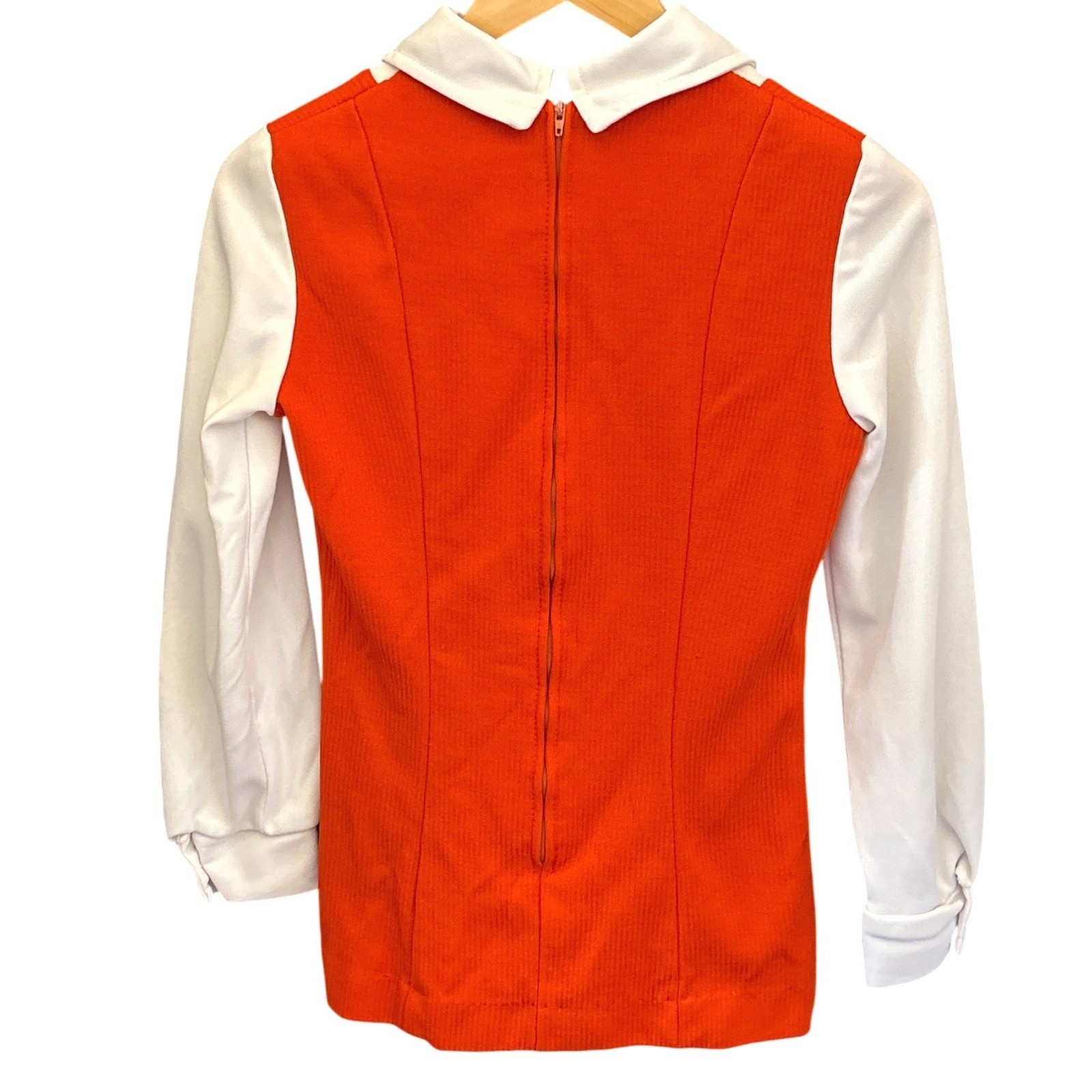 70s Montgomery Ward Tunic Top Mod Retro Preppy Orange White Layered Look GoGo