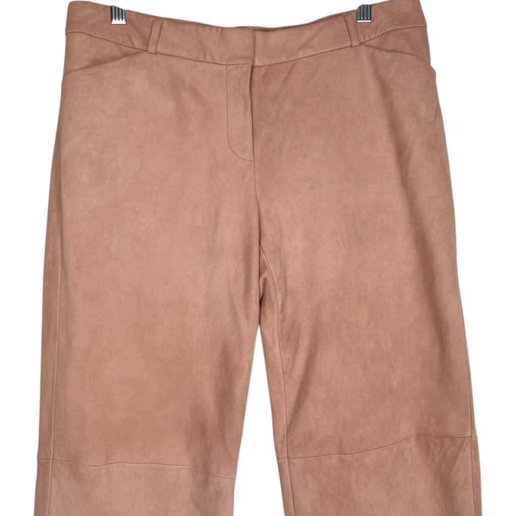 Vintage Express Editor Suede Pants 10 Blush Pink Y2K Wide Leg Quiet Luxury