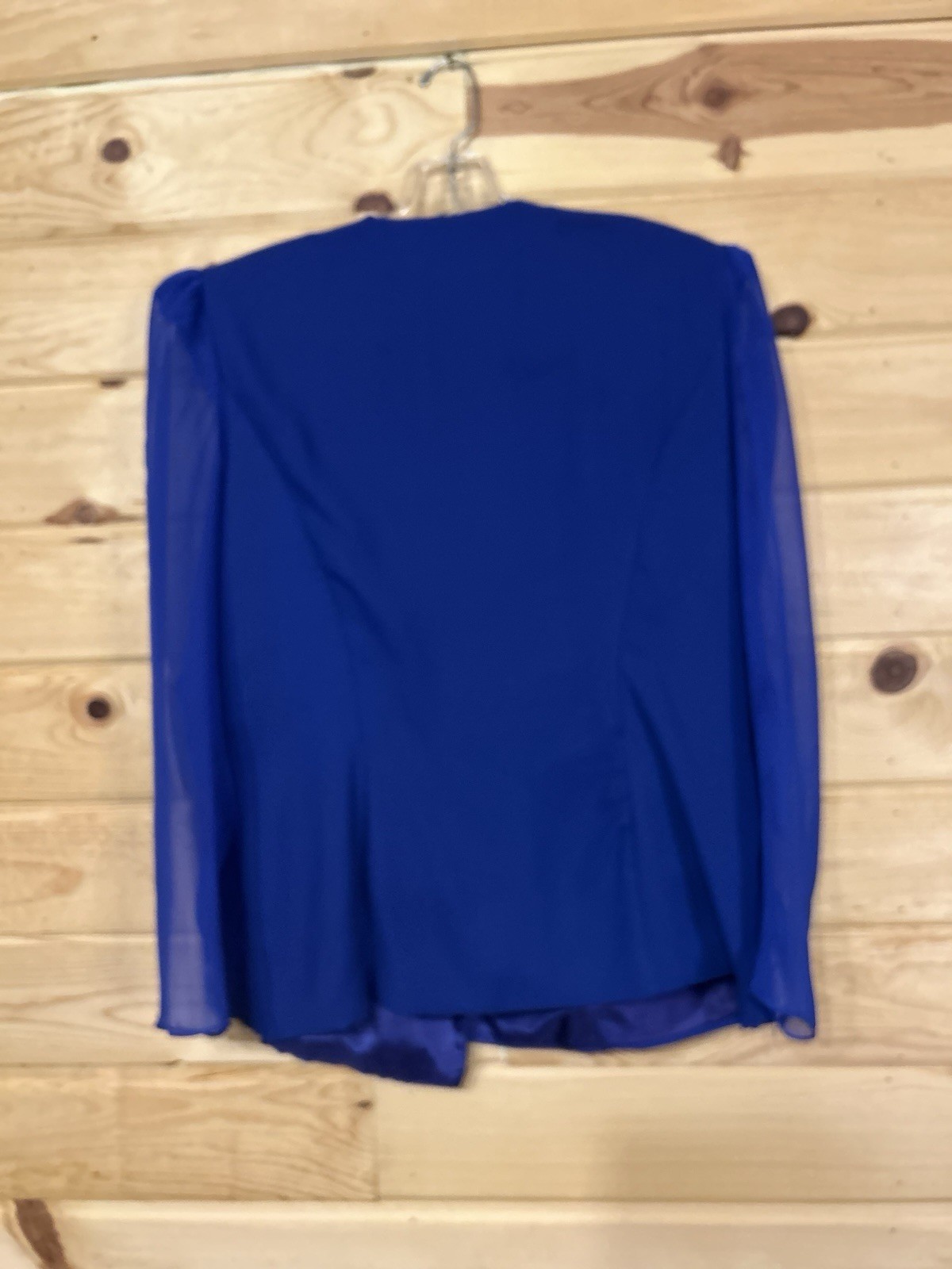 Vintage After Dark Beaded Evening Blouse Womens 17/18 Royal Blue Sheer Top